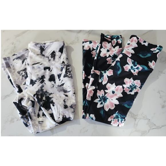 Balance Collection Set of 2 Tie Dye Floral Workout Running Leggings Yoga Small - Picture 1 of 5